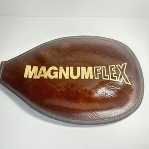 Vintage Ektelon Magnum Flex Racquetball Racket Leather Cover Blue Metallic 19"